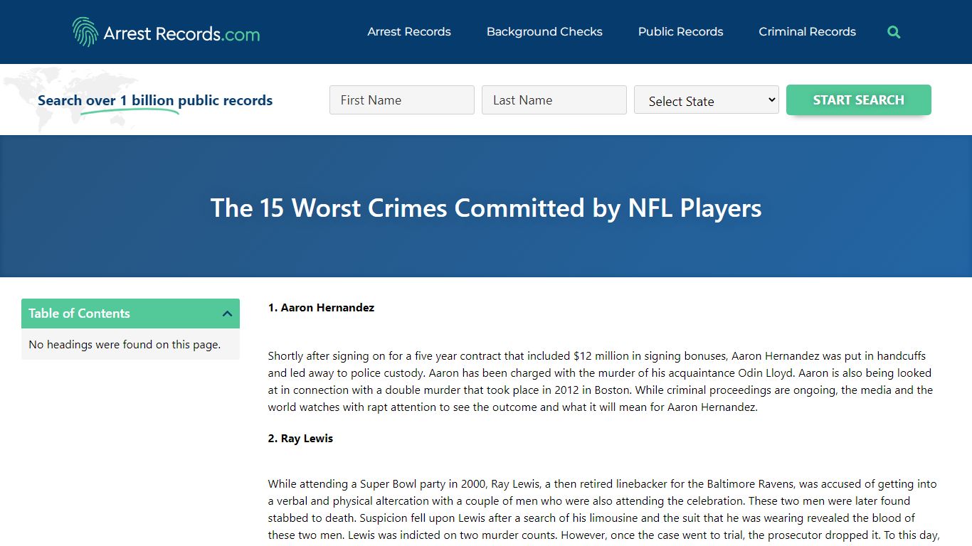 The 15 Worst Crimes Committed by NFL Players - Arrest Records.com
